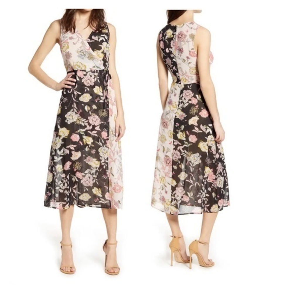 Floral Mix Faux Wrap Dress - NWOT